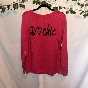 Chico's Rose Pink 'Peace ♥ Chic' Lightweight Sweater